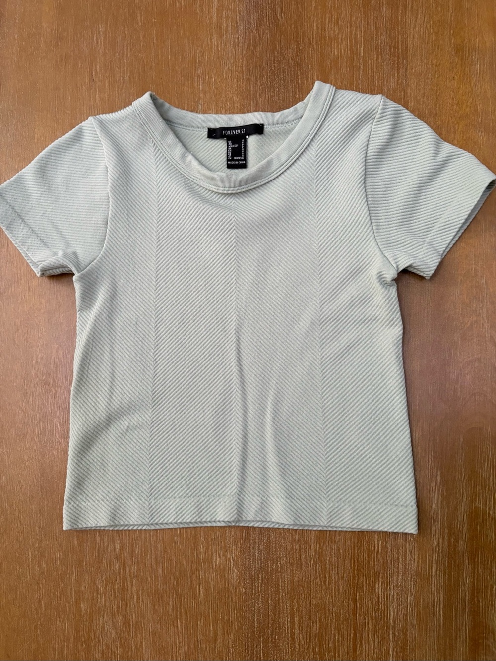 Forever 21 Light Sage Ribbed Short Sleeve Crewneck Tee